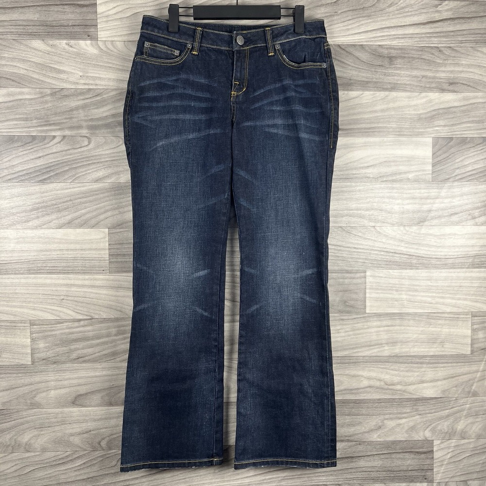London Jean Jeans Womens 6 Blue Bootcut Dark Wash Classic Western Whiskering